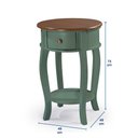 Ver imagem 4 de Mesa Lateral Redonda com 1 Gaveta e Prateleira 1035 Linz Móveis - Verde Musgo/imbuia Glazer