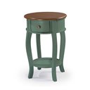 Ver imagem 1 de Mesa Lateral Redonda com 1 Gaveta e Prateleira 1035 Linz Móveis - Verde Musgo/imbuia Glazer