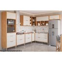 Ver imagem 5 de Armário Aéreo Cozinha Modulado Eloise Geladeira C/1 Porta Basculante Riscada 80 Cm Freijo/off