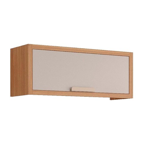 Armário Aéreo Cozinha Modulado Eloise Geladeira C/1 Porta Basculante Riscada 80 Cm Freijo/off