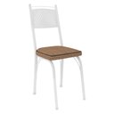 Ver imagem 4 de Kit 4 Cadeiras de Cozinha Virginia Estampado Rattan Bege Pés de Ferro Branco