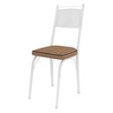 Ver imagem 3 de Kit 4 Cadeiras de Cozinha Virginia Estampado Rattan Bege Pés de Ferro Branco