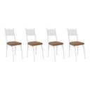 Ver imagem 1 de Kit 4 Cadeiras de Cozinha Virginia Estampado Rattan Bege Pés de Ferro Branco