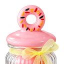 Ver imagem 2 de Pote Vidro Tampa Donut Rosa 300ml Decorativo Laço de Cetim