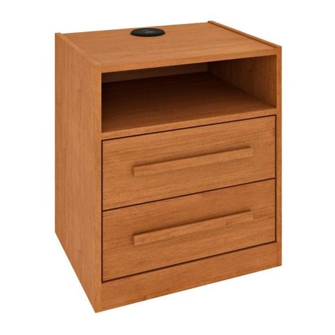 Mesa de Cabeceira com 2 Gavetas Nicho e Entrada USB 39cm Multimóveis CR35469 Cinamomo