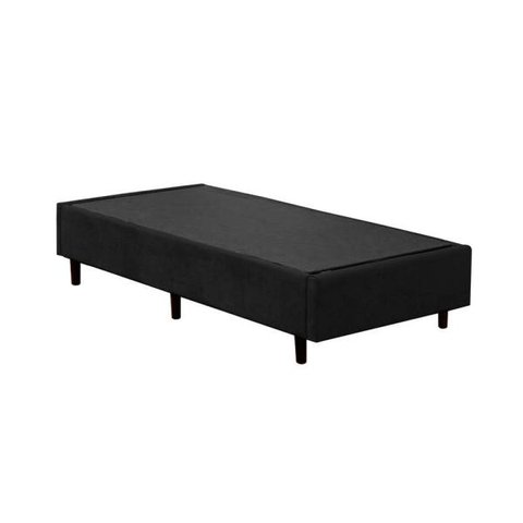 Base Box Solteiro Suede Preto 40x88x188 Ducci