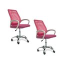 Ver imagem 1 de Kit 2 Cadeiras de Escritório Esteirinha Mesh Ergonômica Rosa