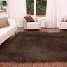 Tapete para Sala Quarto Luxo Liso Peludo Retangular 200x140cm Casen Marrom - 1