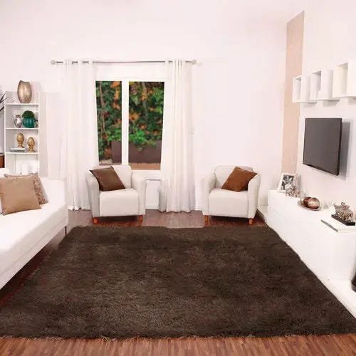 Tapete para Sala Quarto Luxo Liso Peludo Retangular 200x140cm Casen Marrom - 2