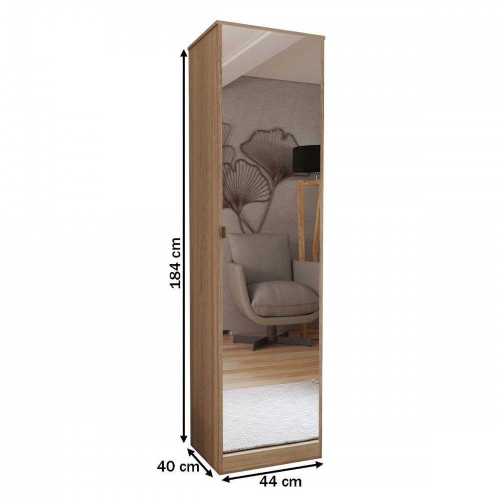 Armário Multiuso com Sapateira Reflexo 1 Porta Espelhada Amêndola