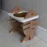 Comedouro Elevado Pet Gato Mdf Espinha de Peixe Regulagem de Altura - Inox - 1