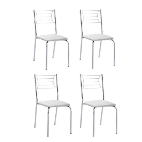 Kit 4 Cadeiras Nanda Cromada Branco