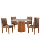 Ver imagem 2 de Mesa de Jantar Eloise 90cm Tampo Mdf Vidro com 4 Cadeiras Safira Moderna Mobília