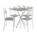 Ver imagem 2 de Conjunto Mesa com 4 Cadeiras e Tampo Quadrado Diamante Branco/Cinza