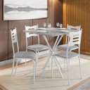 Ver imagem 1 de Conjunto Mesa com 4 Cadeiras e Tampo Quadrado Diamante Branco/Cinza