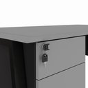 Ver imagem 6 de Mesa Escrivaninha 150cm x 60cm com Gaveteiro Suspenso e Tampo Chanfrado F5 Office Cor:Cinza Sagrado