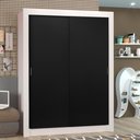 Ver imagem 1 de Guarda-Roupa Solteiro Madesa Denver 2 Portas de Correr Branco/Preto Cor:Branco/Preto