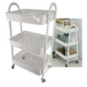 Ver imagem 1 de Carrinho Organizador 3 Andares Multiuso Rodinhas Porta Volumes Rack Prateleira