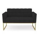 Ver imagem 3 de Sofá Namoradeira Elisa Veludo Base Metálica Industrial Dourado - D'Rossi Preto