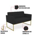 Ver imagem 6 de Sofá Namoradeira Elisa Veludo Base Metálica Industrial Dourado - D'Rossi Preto