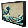 Quadro Decorativo a Grande Onda de Kanagawa em Moldura Caixa Tacolado Moldura Caixa 3cm Preta com Vi - 1