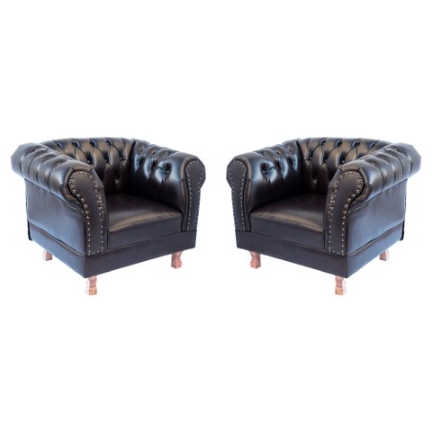 Kit 2 Poltronas Chesterfield Duque Capitonê Courano Café