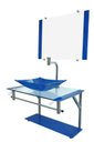 Ver imagem 2 de Gabinete de Vidro 60cm para Banheiro Cuba Retangular Azul - Dahora