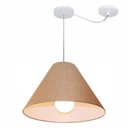 Ver imagem 1 de Lustre Pendente Cone Com Desvio de Centro Vivare Md-4272 Cúpula em Tecido 15x40cm - Bivolt - Palha -