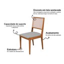 Ver imagem 3 de Cadeira de Jantar Suellen em Madeira e Mdf Cerejeira Linho Cinza Prata