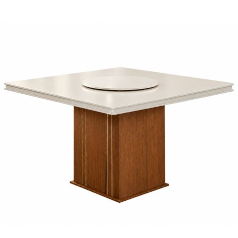 Mesa Amsterdã Tampo Giratório Dobuê Cedro / Off White 1,36m