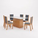 Ver imagem 2 de Conjunto Sala de Jantar Mesa Dora 160cm Tampo MDF e Vidro Canto Reto 6 Cadeiras Evelin