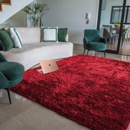 Tapete para Sala Belos Pelos Antialérgico Retangular Vermelho Casen 300x200cm - 1 Tapete para Sala Belos Pelos Antialérgico Retangular Vermelho Casen 300x200cm - 1