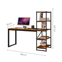 Mesa Escrivaninha Home Office 5 Prateleiras Mdf Preto/canela - 3
