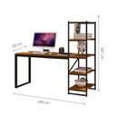 Ver imagem 3 de Mesa Escrivaninha Home Office 5 Prateleiras Mdf Preto/canela