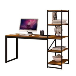 Mesa Escrivaninha Home Office 5 Prateleiras Mdf Preto/canela - 1