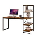 Ver imagem 1 de Mesa Escrivaninha Home Office 5 Prateleiras Mdf Preto/canela