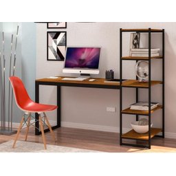 Mesa Escrivaninha Home Office 5 Prateleiras Mdf Preto/canela - 2