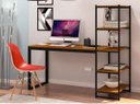 Ver imagem 2 de Mesa Escrivaninha Home Office 5 Prateleiras Mdf Preto/canela