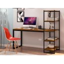 Ver imagem 2 de Mesa Escrivaninha Home Office 5 Prateleiras Mdf Preto/canela