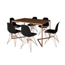 Ver imagem 2 de Mesa Jantar Industrial Retangular 137x90cm Amêndoa Base V com 6 Cadeiras Eames Eiffel Pretas Base Co