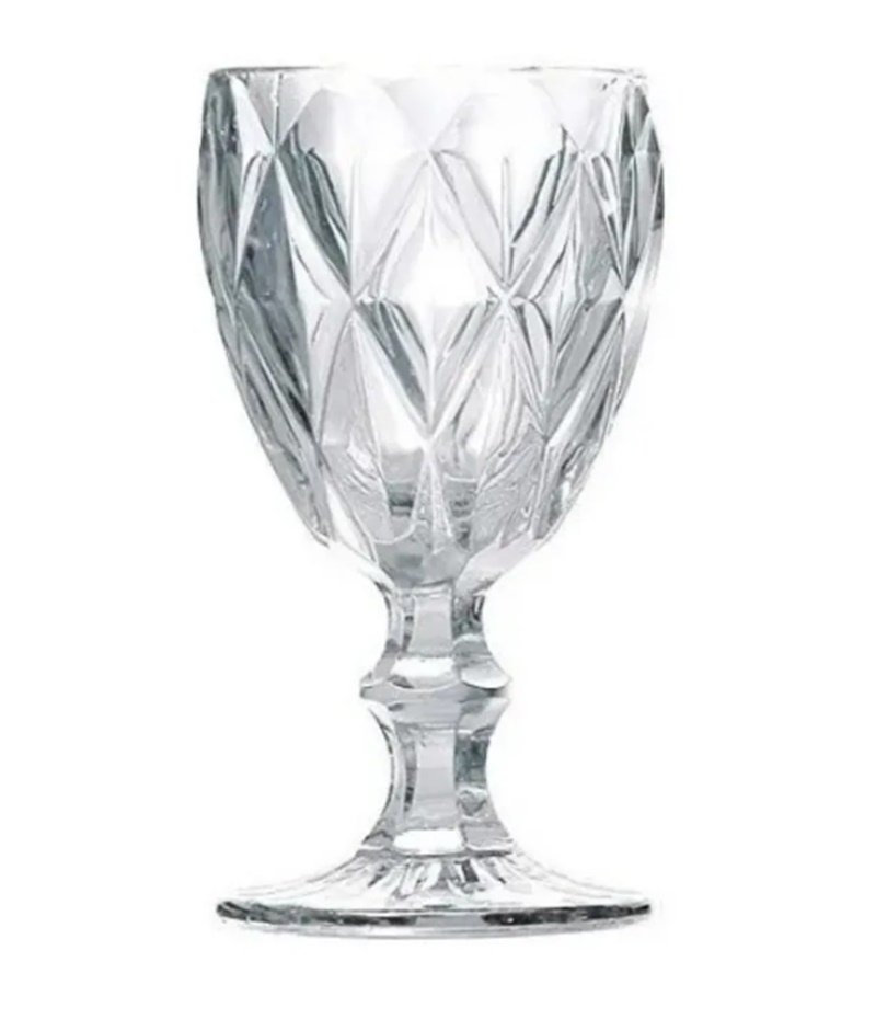 Jogo 6 Taças De Vidro 340Ml Cristal Diamante Vinho Suco Água 340ml - 3