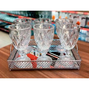 Jogo 6 Taças De Vidro 340Ml Cristal Diamante Vinho Suco Água 340ml
