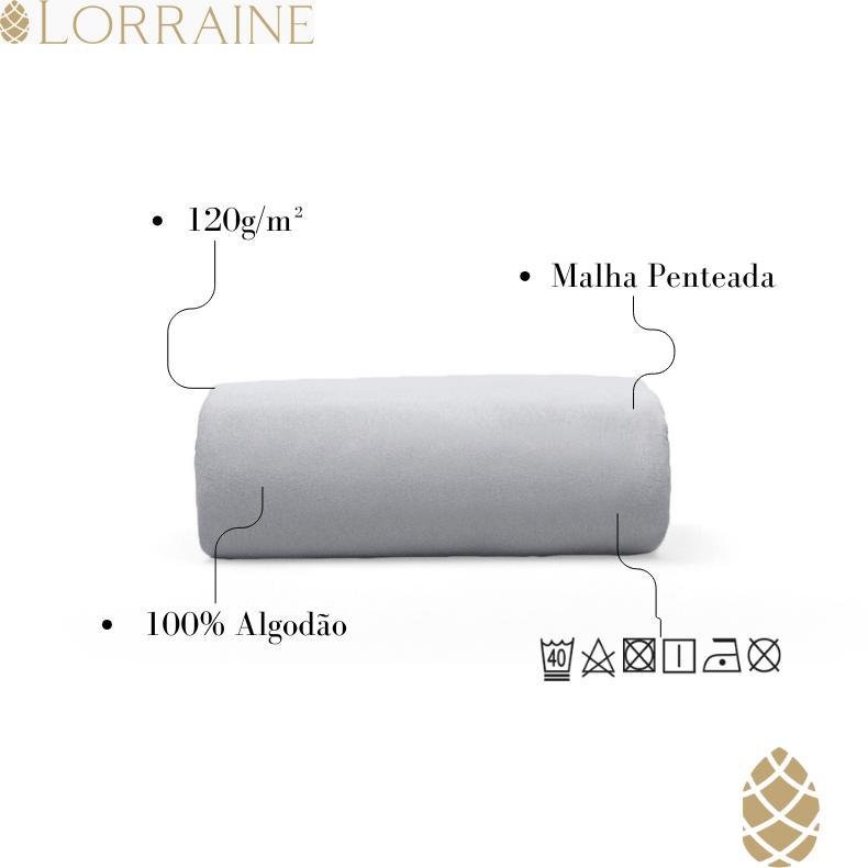 Lençol Solteiro Malha 100% Algodão Elástico Buettner Prata - 88x188x25cm - 4