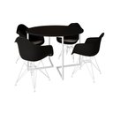 Ver imagem 6 de Mesa Industrial Jantar Redonda Preta 110cm Base V com 4 Poltronas Daw Pretas Ferro Bran Marrom