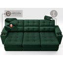 Ver imagem 6 de Sofá com Porta Copos e Carregador USB Eureka 2,30m Assento Retrátil e Reclinável Velosuede