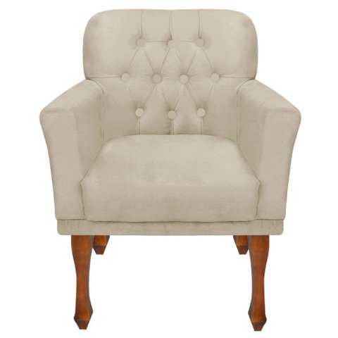 Poltrona Decorativa Resistente Sala Athena - Suede Bege