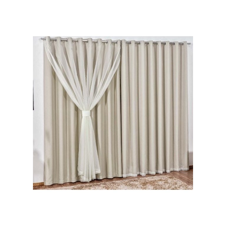 Cortina Blackout com Voil 4,00 x 2,30 Palha