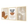 Kit 3 Quadros para Decoração Abstrato Formas Minimalista Moderno Sala Moldura Pinus - 3