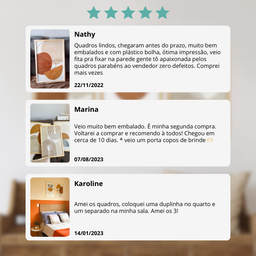 Kit 3 Quadros para Decoração Abstrato Formas Minimalista Moderno Sala Moldura Pinus - 6