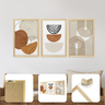 Kit 3 Quadros para Decoração Abstrato Formas Minimalista Moderno Sala Moldura Pinus - 1